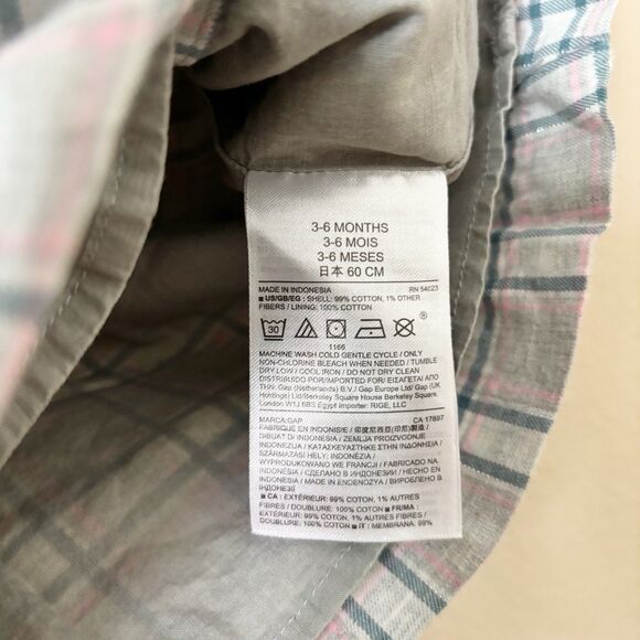 Baby Gap Dress Girls 3 - 6 months Grey Tartan pattern long sleeve button casual - Picture 6 of 8